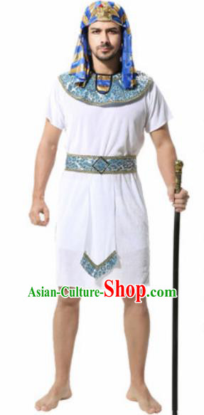 Traditional Egypt King Costume Ancient Egypt Priest White Clothing for Men