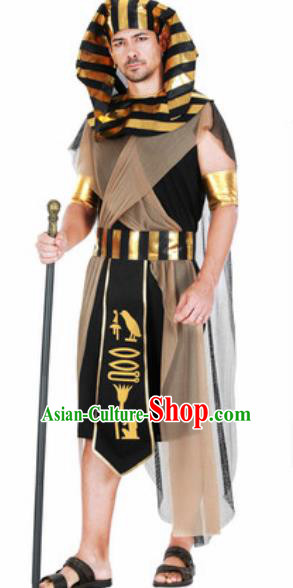 Traditional Egypt Presbyter Costume Ancient Egypt King Black Clothing for Men