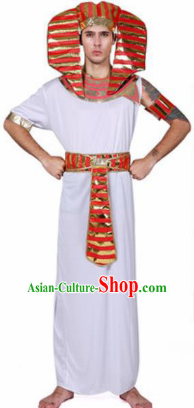 Traditional Egypt Presbyter Costume Ancient Egypt Pharaoh White Clothing for Men