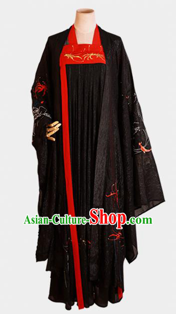 Chinese Traditional Tang Dynasty Replica Costume Ancient Palace Princess Black Dress for Women