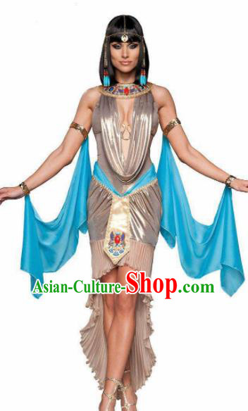 Traditional Egypt Stage Performance Costume Ancient Egypt Queen Grey Dress for Women