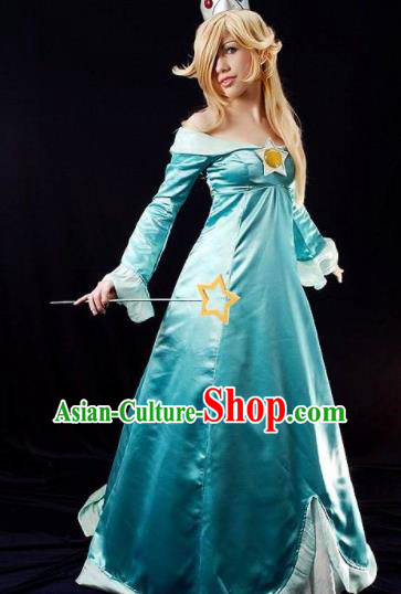 Traditional Greek Princess Peplos Stage Performance Costume Ancient Greek Goddess Blue Dress for Women