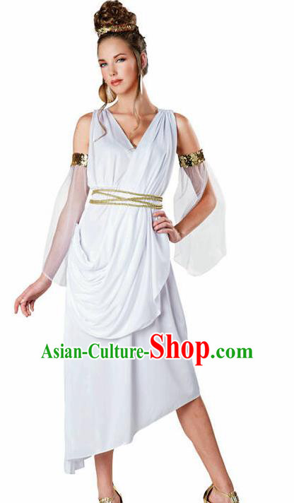 Traditional Roman Costume Ancient Rome Stola White Dress for Women