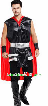 Traditional Roman Warrior Costume Ancient Rome General Black Clothing for Men
