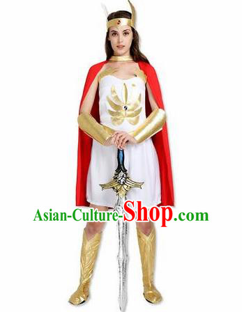 Traditional Roman Costume Ancient Rome Female Warrior White Dress for Women