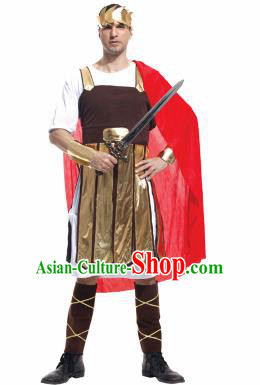 Traditional Roman Warrior Costume Ancient Rome General Brown Tunics Clothing for Men