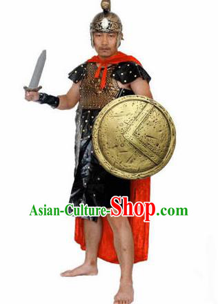 Traditional Roman Costume Ancient Rome Warrior Clothing and Helmet for Men