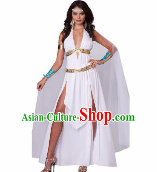 Traditional Egypt Priestess Costume Ancient Egypt Queen White Dress with Cloak for Women