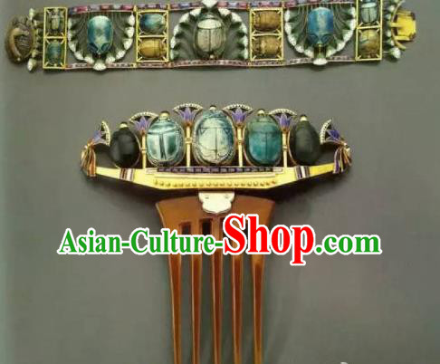 Traditional Egyptian Queen Hair Accessories Ancient Egypt Gem Hair Comb Headdress for Women