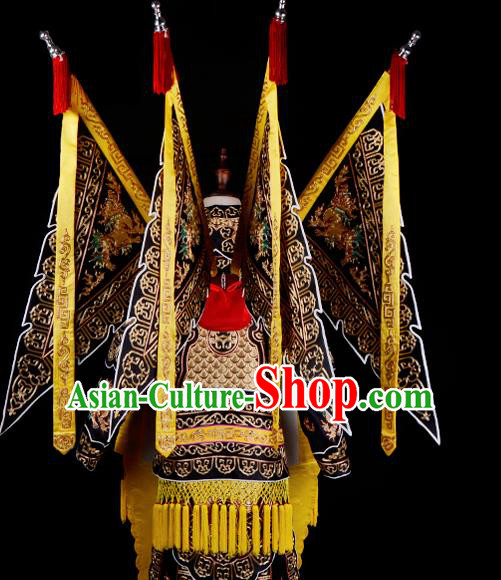 Professional Chinese Beijing Opera Takefu General Black Costume for Adults