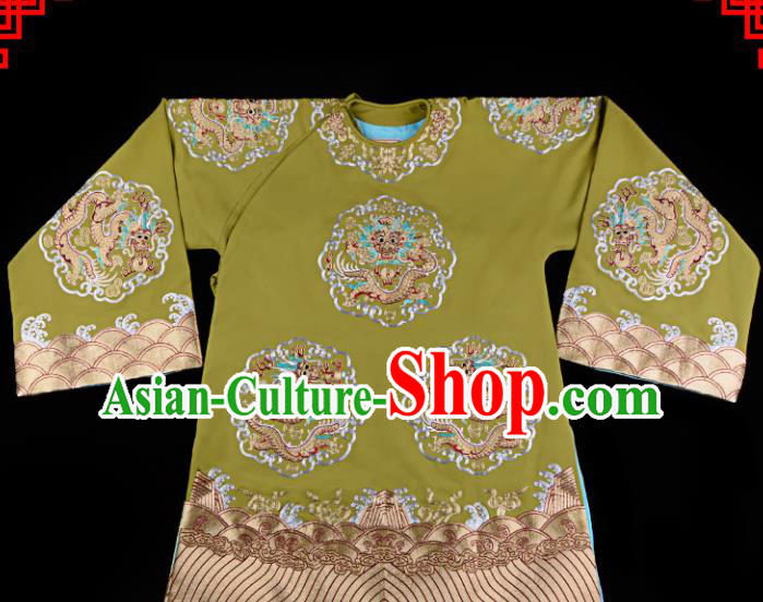 Professional Chinese Traditional Beijing Opera Old Women Embroidered Green Costume for Adults