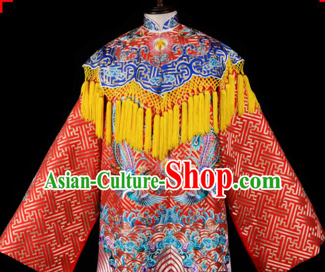 Professional Chinese Traditional Beijing Opera Costume Ancient Queen Embroidered Red Dress for Adults