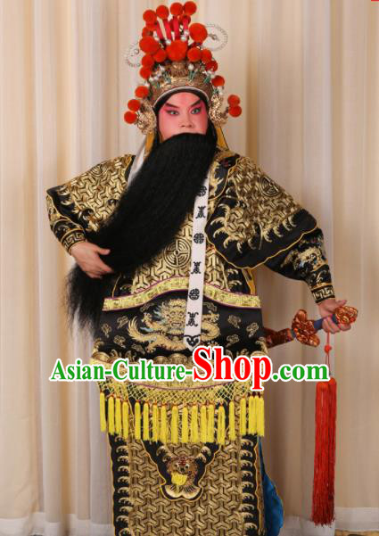 Professional Chinese Beijing Opera Costume Ancient General Black Clothing for Adults