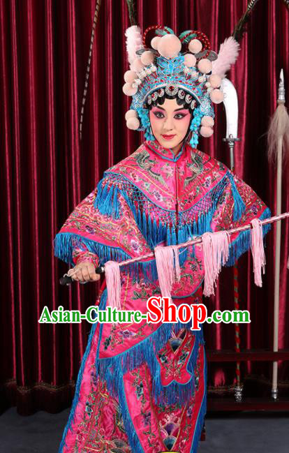 Professional Chinese Traditional Beijing Opera Magic Warriors Rosy Costume for Adults