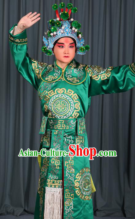 Professional Chinese Beijing Opera Takefu Costume Ancient Swordsman Green Clothing for Adults