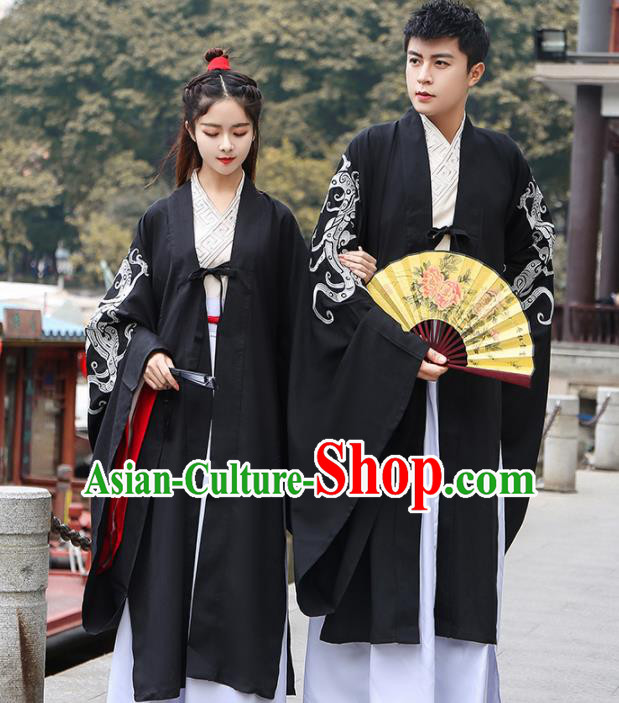 Chinese Ancient Hanfu Dress Traditional Jin Dynasty Swordsmen Replica Costume for Women for Men