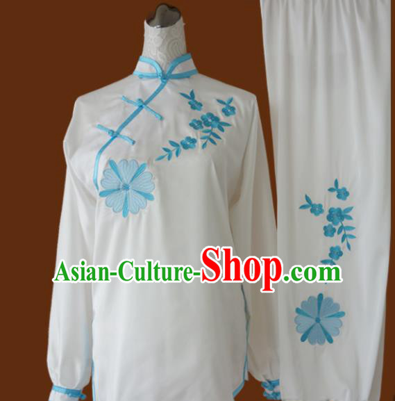 Top Grade Kung Fu Embroidered Lotus Costume Chinese Tai Chi Martial Arts Training Uniform for Adults