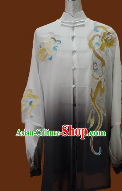 Top Grade Kung Fu Grey Silk Costume Chinese Tai Chi Martial Arts Training Uniform for Adults