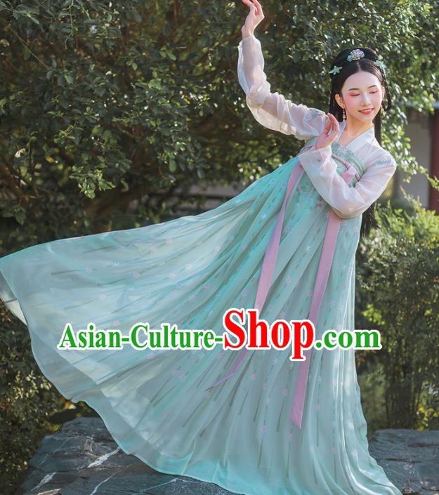 Chinese Ancient Palace Traditional Green Hanfu Dress Tang Dynasty Princess Historical Costume for Women