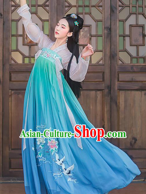 Chinese Ancient Palace Embroidered Hanfu Dress Traditional Tang Dynasty Princess Historical Costume for Women