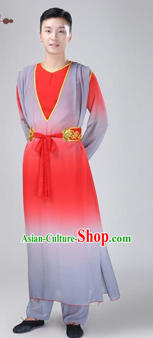 Chinese Traditional National Stage Performance Costume Classical Dance Red Clothing for Men