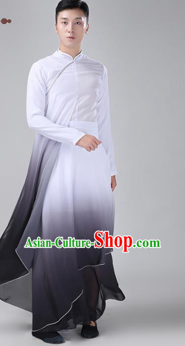 Chinese Traditional National Stage Performance Costume Classical Dance Gradient Grey Clothing for Men