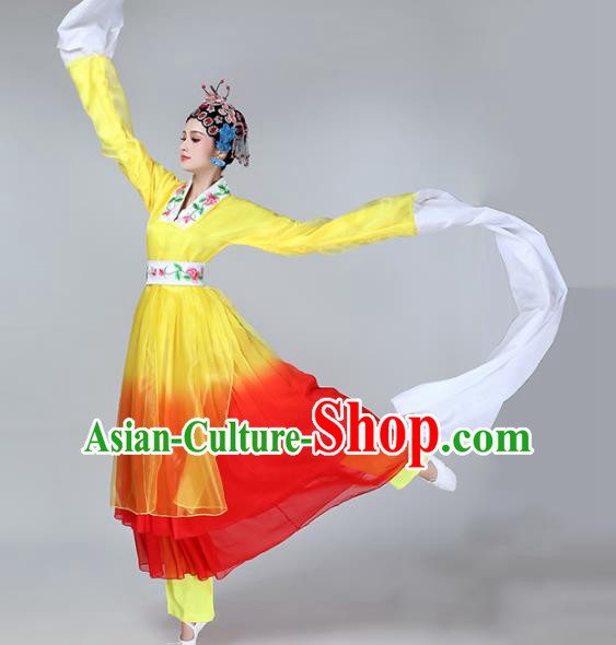 Chinese Traditional Stage Performance Dance Costume Classical Dance Yellow Dress for Women