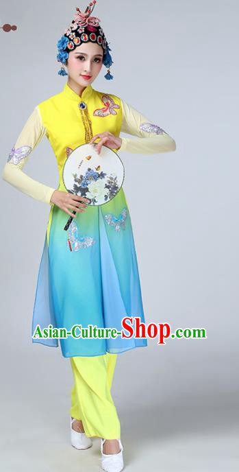 Chinese Traditional Stage Performance Dance Costume Classical Dance Yellow Blue Dress for Women