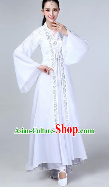 Chinese Traditional Stage Performance Dance Costume Classical Dance White Dress for Women