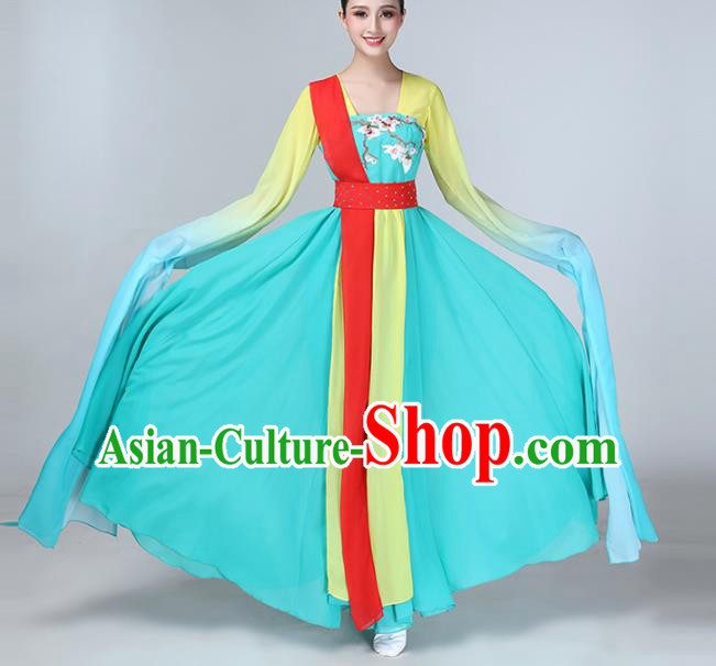 Chinese Traditional Water Sleeve Dance Costume Classical Dance Blue Dress for Women