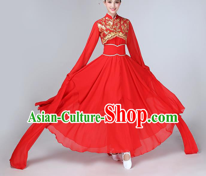 Chinese Traditional Water Sleeve Dance Costume Classical Dance Red Hanfu Dress for Women