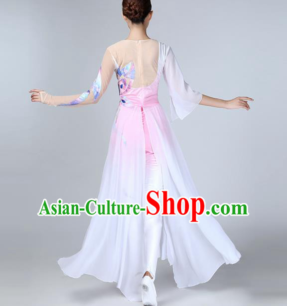 Chinese Traditional Stage Performance Costume Classical Dance Pink Dress for Women