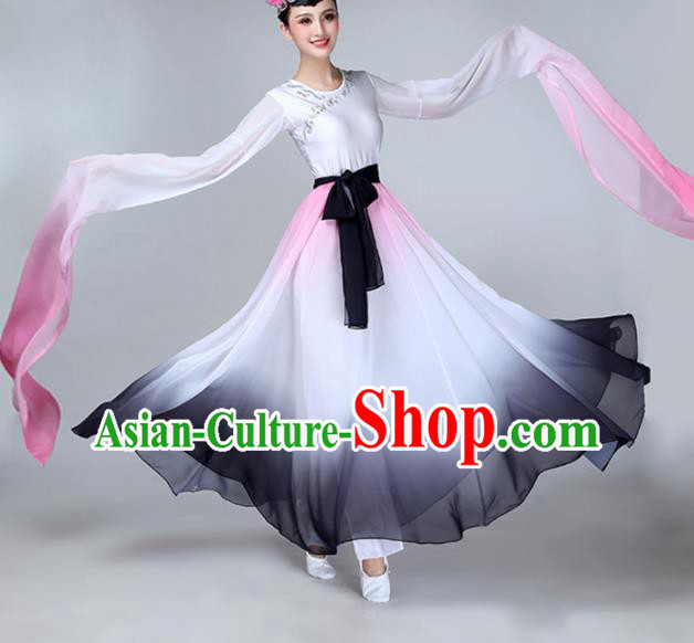 Chinese Traditional Stage Performance Umbrella Dance Costume Classical Dance Water Sleeve Dress for Women