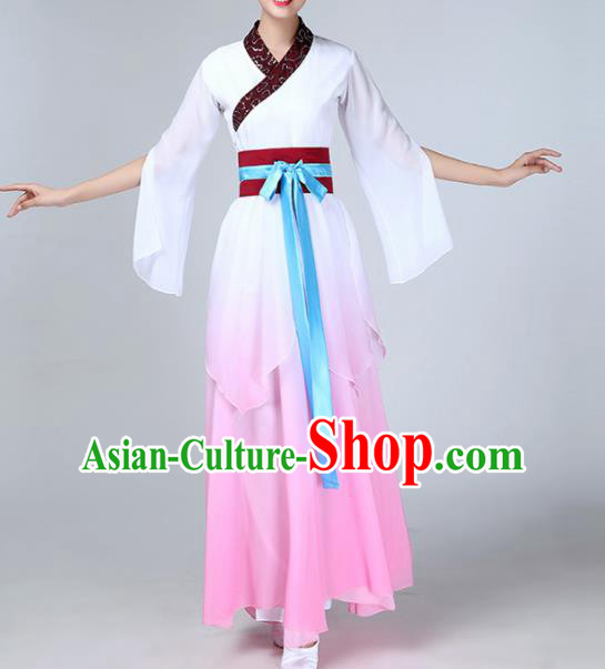 Chinese Traditional Stage Performance Umbrella Dance Costume Classical Dance Pink Dress for Women