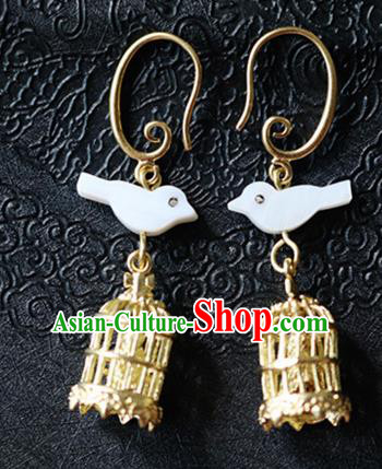 Chinese Ancient Traditional Handmade Birdcage Earrings Classical Ear Accessories for Women