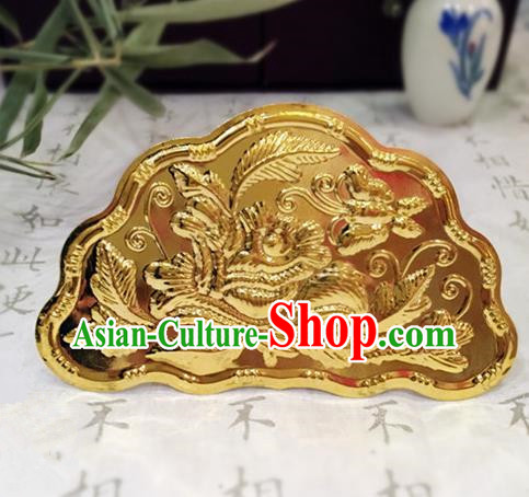 Chinese Ancient Handmade Carving Hair Crown Golden Hairpins Traditional Classical Hair Accessories for Women