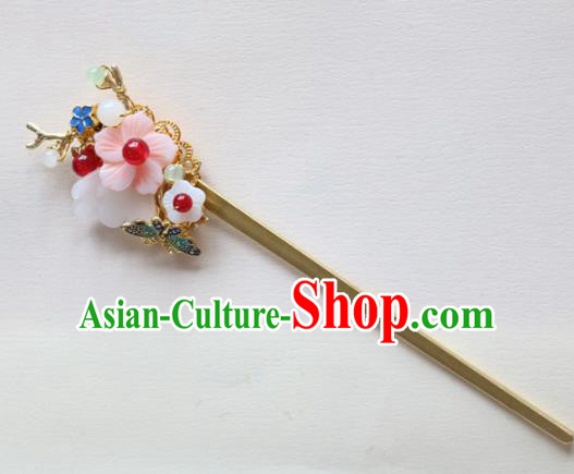 Chinese Ancient Handmade Shell Flower Hairpins Traditional Classical Hair Accessories for Women
