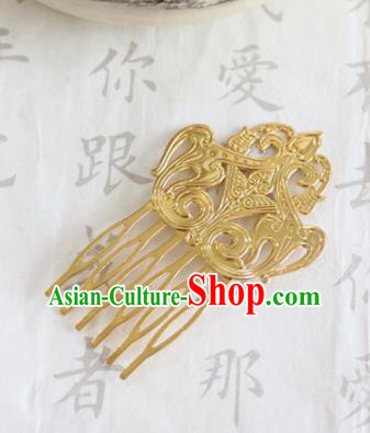 Chinese Ancient Handmade Golden Hair Comb Traditional Classical Hair Accessories for Women