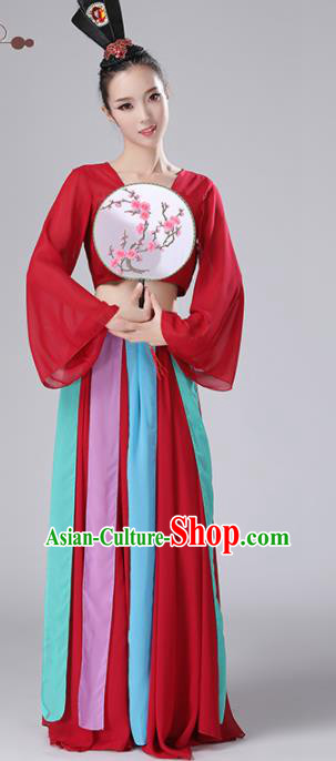 Chinese Traditional Classical Dance Red Dress Stage Performance Umbrella Dance Costume for Women