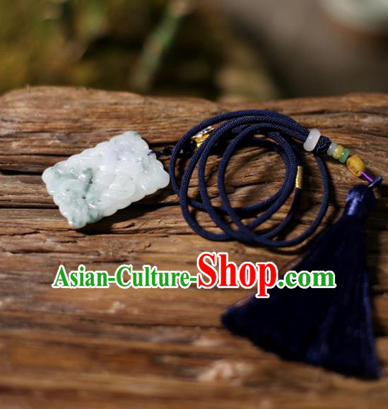 Chinese Traditional Handmade Tassel Jade Pendant Classical Pressure Front Accessories for Women