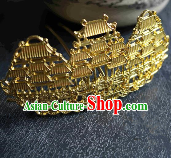 Chinese Traditional Handmade Golden Palace Hairpins Classical Hair Accessories for Women