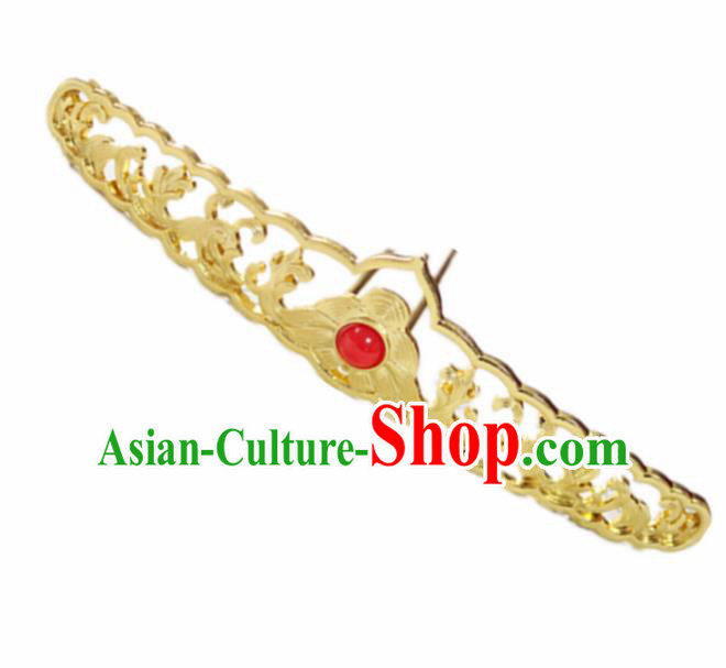 Chinese Ancient Traditional Handmade Golden Hair Crown Hairpins Classical Hair Accessories for Women