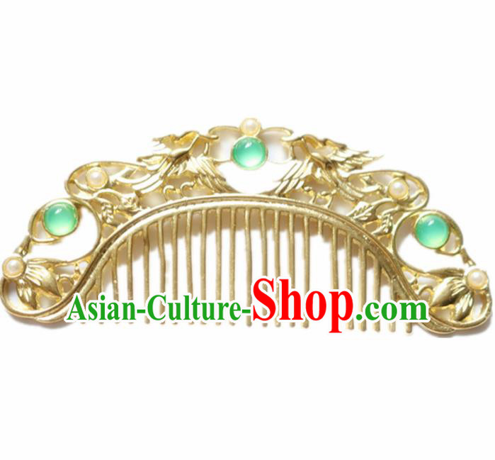Chinese Ancient Traditional Handmade Golden Hair Comb Classical Hair Accessories for Women