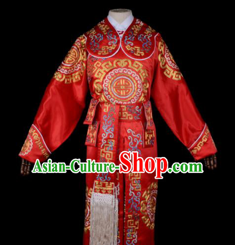 Professional Chinese Beijing Opera Takefu Costume Ancient Swordsmen Red Clothing for Adults