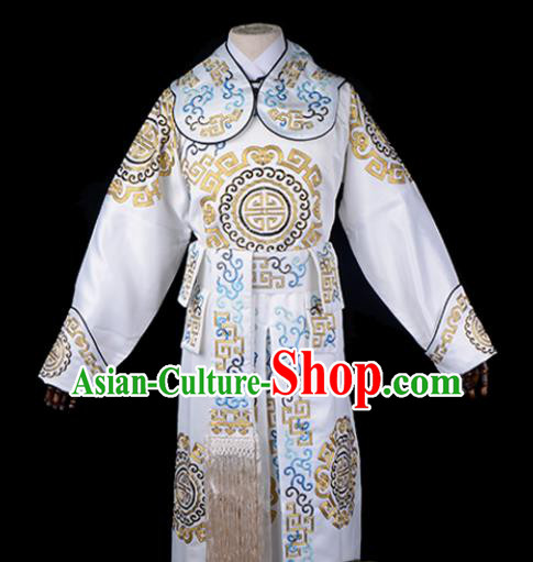 Professional Chinese Beijing Opera Takefu Costume Ancient Swordsmen White Clothing for Adults