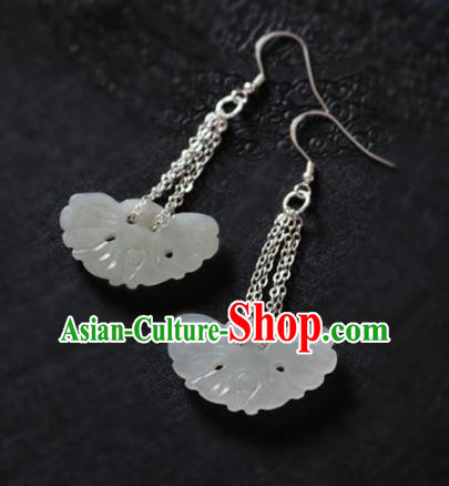 Chinese Ancient Traditional Handmade Jade Earrings Classical Ear Accessories for Women