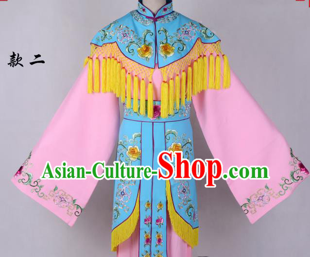 Professional Chinese Traditional Beijing Opera Costume Peri Blue Embroidered Dress for Adults