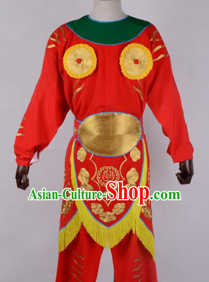 Professional Chinese Beijing Opera Takefu Costume Ancient Soldier Red Clothing for Adults