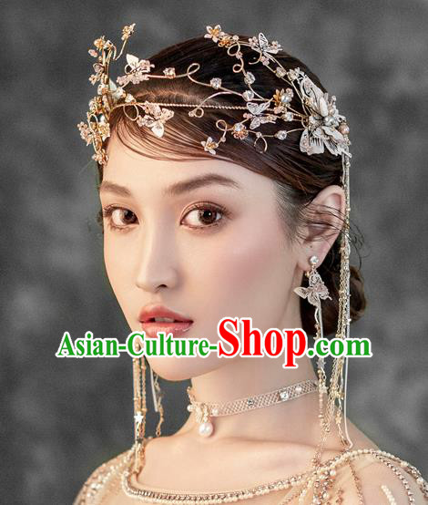 Chinese Ancient Handmade Butterfly Hair Clasp Bride Hairpins Traditional Classical Wedding Hair Accessories for Women