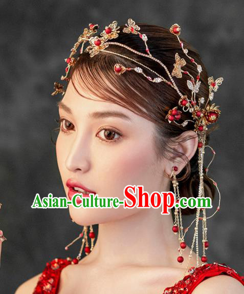 Chinese Ancient Handmade Bride Tassel Hair Clasp Hairpins Traditional Classical Wedding Hair Accessories for Women